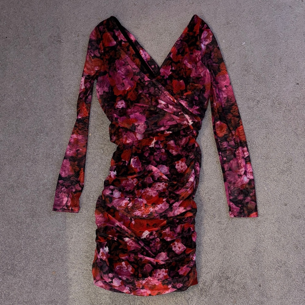 Floral Wrap Dress - Pink and Red